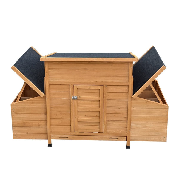 English Elm Chicken Coop Fir Wood Build with Asphalt Roof Six Nest Boxes and Easy Clean Tray W3166P365118