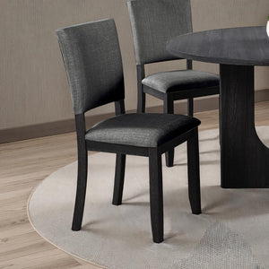 English Elm Contemporary Round Pedestal Dining Set with Upholstered Chairs for Modern Interiors Dark Gray B2741S00780