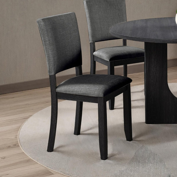 English Elm Contemporary Round Pedestal Dining Set with Upholstered Chairs for Modern Interiors Dark Gray B2741S00780