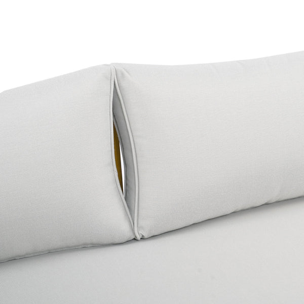 English Elm Christopher Knight Home® - Wicker Outdoor Patio Daybed and Coffee Table Set — All-Weather Acacia Frame, Water-Resistant Cushions LIGHT GREY,Teak N770P234486F_N770P205570L