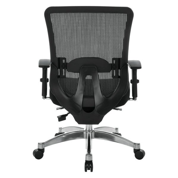 OSP Home Furnishings Vertical Mesh Back Ergonomic Manager Chair with Lumbar Support and Bonded Leather Seat 889-E3T17C63C