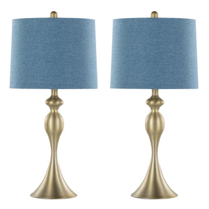 English Elm Ashland Elegant 27" Contemporary Metal Table Lamp Set of 2 with Textured Linen Shades and Curvaceous Silhouette Gold B202P224081