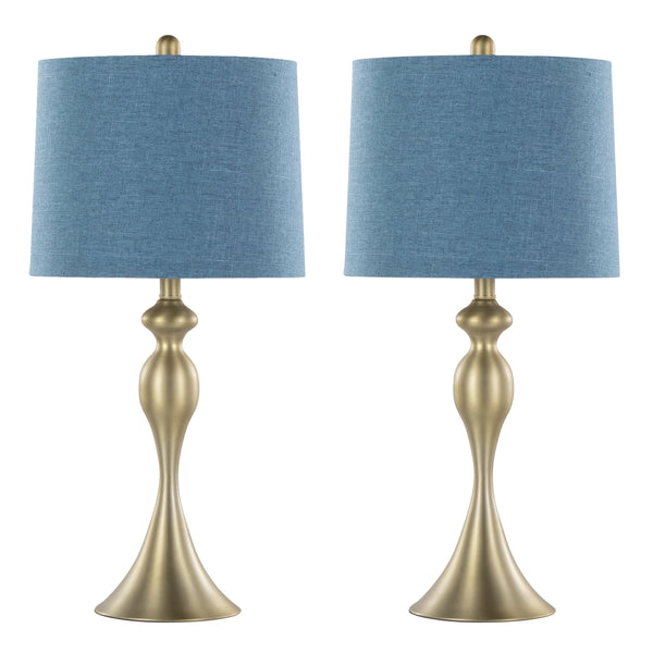 English Elm Ashland Elegant 27" Contemporary Metal Table Lamp Set of 2 with Textured Linen Shades and Curvaceous Silhouette Gold B202P224081