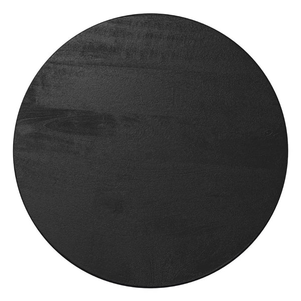English Elm Robbie Solid Mango Wood Round Accent Table Sculptural Black Stain Bohemian Decor B136P419899