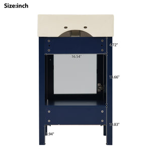 English Elm 20-Inch modern bathroom vanity with ceramic sink, soft-close door and ample storage for small spaces Blue WF324691AAC