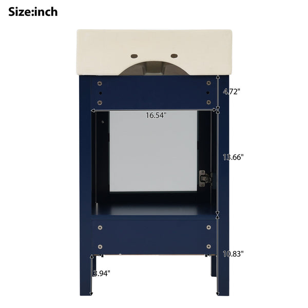 English Elm 20-Inch modern bathroom vanity with ceramic sink, soft-close door and ample storage for small spaces Blue WF324691AAC
