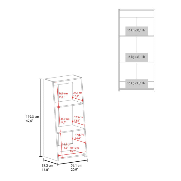 English Elm Note 47" Tall Three-Tier Ladder Bookcase White – Space-Saving Modern Shelf for Books, Decor & Office Storage B070P254754