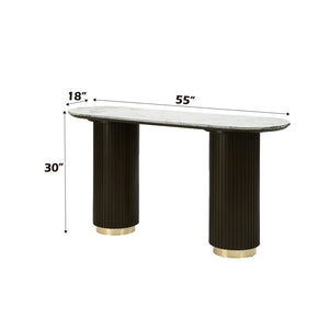English Elm Manilla Oval Marble Top Console Table Espresso Base Sofa or Entryway Accent B2726S00064