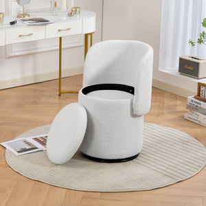 English Elm Stylish Barrel Swivel Accent Chair Upholstered Seat with Storage for Vanity or Dining W3248P424634