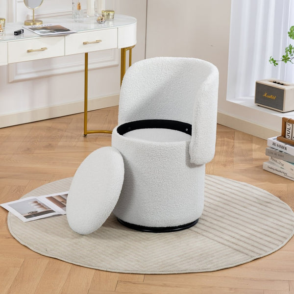 English Elm Stylish Barrel Swivel Accent Chair Upholstered Seat with Storage for Vanity or Dining W3248P424634
