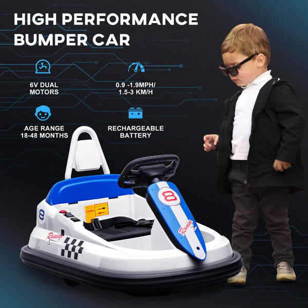 English Elm Aosom 6v Toddler Ride on Bumper Car with 360 Spin Eva Edges and Led Lights W2225P217187