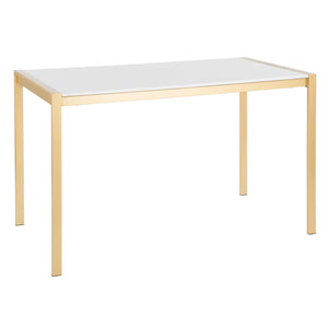 English Elm Fuji Gold-Marble Dining Table by Lumisource — Modern Glam 52" Marble Top, Sturdy Metal Base, Seats 6 B202P223347