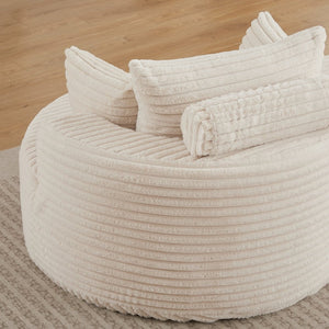 English Elm 50"l Corduroy Oversized Sleeper Chair with Neck Pillow Support for Lounge or Bedroom Beige W834P405862