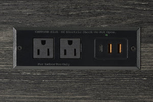 English Elm Bar Industrial Bar Table Set with Power Outlet and Upholstered Chairs, Space-Saving Dining Hub Grey+Black W487P333506