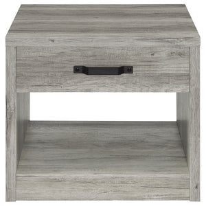English Elm Nuberg Driftwood Gray End Table with Drawer and Open Shelf for Living Room B062P441289