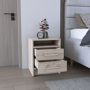 English Elm Eter Compact Nightstand with Two Smooth-Glide Drawers and Top Shelf for Smart Space Saving_x0008_ Gray 22.8 L x 18.9 W x 7.5 H B07091862