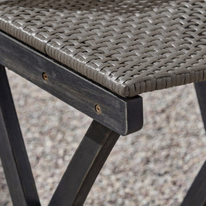 English Elm Christopher Knight Home® - 41.75" Outdoor Folding Acacia Wood Barstools with Wicker Seat, Weatherproof Foldable Patio Stools Dark Gray 65093.00DGRY