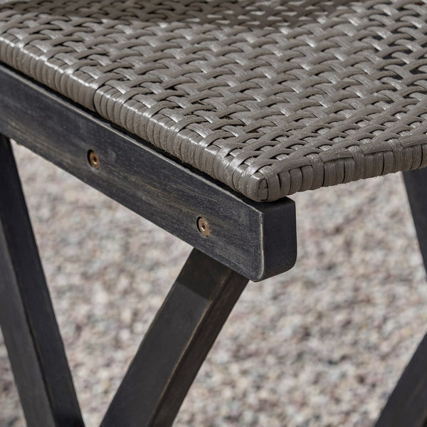 English Elm Christopher Knight Home® - 41.75" Outdoor Folding Acacia Wood Barstools with Wicker Seat, Weatherproof Foldable Patio Stools Dark Gray 65093.00DGRY