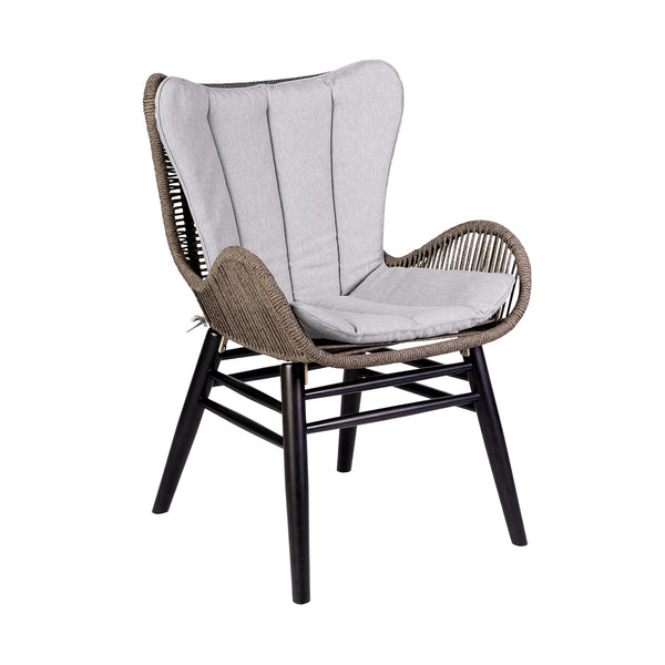 English Elm Koryn Eucalyptus Outdoor Dining Chair with Truffle Rope Weave, Weather-Resistant Gray Seating B2736P354275
