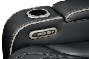 English Elm Fortuner Power Recliner 2PC Set in Black — Faux Leather, LED Lighting, Massage, Bluetooth Speakers, USB Charging B009S01799