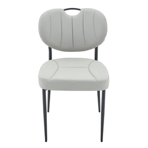 English Elm Dark Oil Waxed Faux Leather Dining Chair Set with Diamond Tufted High Back Metal Legs W3493P449243