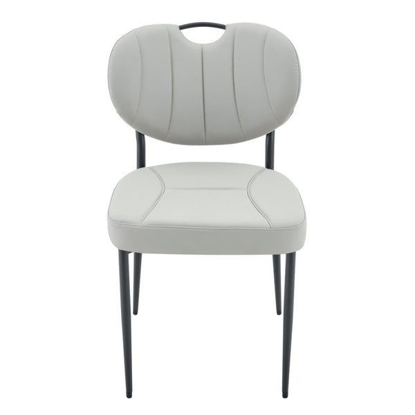 English Elm Dark Oil Waxed Faux Leather Dining Chair Set with Diamond Tufted High Back Metal Legs W3493P449247