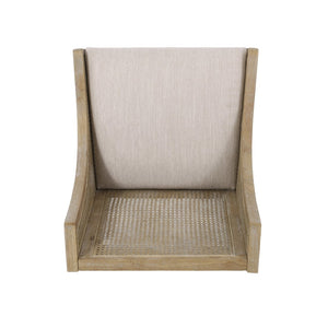 English Elm Dining Chair Set of 2 Rubberwood Cane Webbing Back Upholstered Farmhouse Style Beige N771P388970G