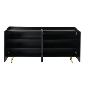 English Elm ON-TREND Luxurious Modern Shoe Cabinet with Gold Accents and 4 Adjustable Shelves for Versatile Storage Black N721P191139B