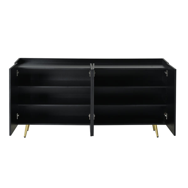 English Elm ON-TREND Luxurious Modern Shoe Cabinet with Gold Accents and 4 Adjustable Shelves for Versatile Storage Black N721P191139B