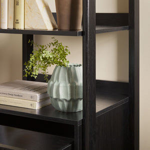 English Elm Walker Edison - Transitional Wide Reeded Bookshelf with Drawers on Bottom for Home Office, Spacious Shelving & Storage Black 75.38 L x 20.38 W x 6 H B185P200193