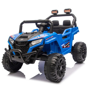 English Elm 12v Kids Electric Utv with 4-wheel Suspension Anti-collision Bar and 2-hour Battery Blue W1578P343327