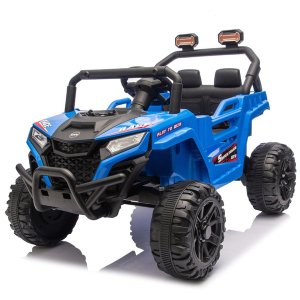 English Elm 12v Kids Electric Utv with 4-wheel Suspension Anti-collision Bar and 2-hour Battery Blue W1578P343327