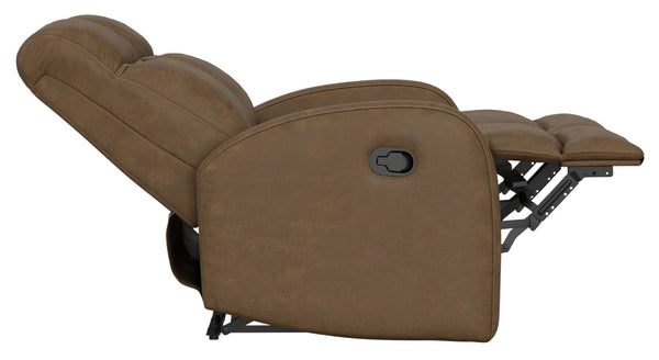 English Elm Beige Manual Reclining Loveseat with Dual Contoured Seats for Compact Living Spaces Brown B361P484466