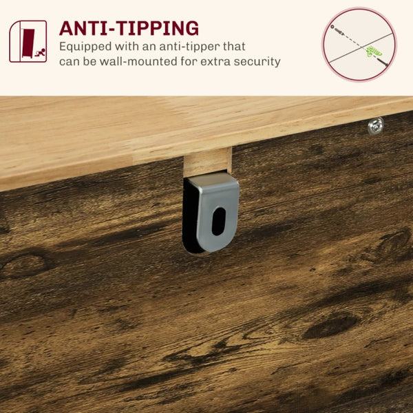 English Elm Entryway Floor Cabinet with Three Drawers Adjustable Shelf and Rubberwood Top T3971P465964