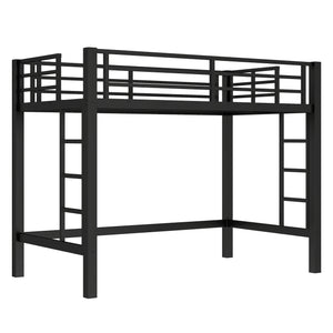 English Elm Twin Metal Loft Bed with Sturdy Frame, Space-Saving Underbed Storage, Safe Ladder & Guardrails W1580P370676