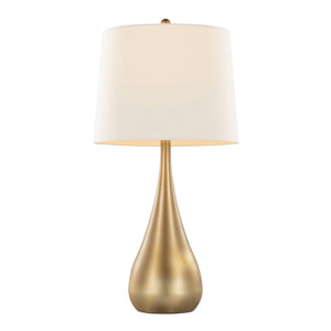 English Elm Pebble 29" Contemporary Metal Table Lamp with Teardrop Base and White Linen Shade, Set of 2 Gold B202P224114