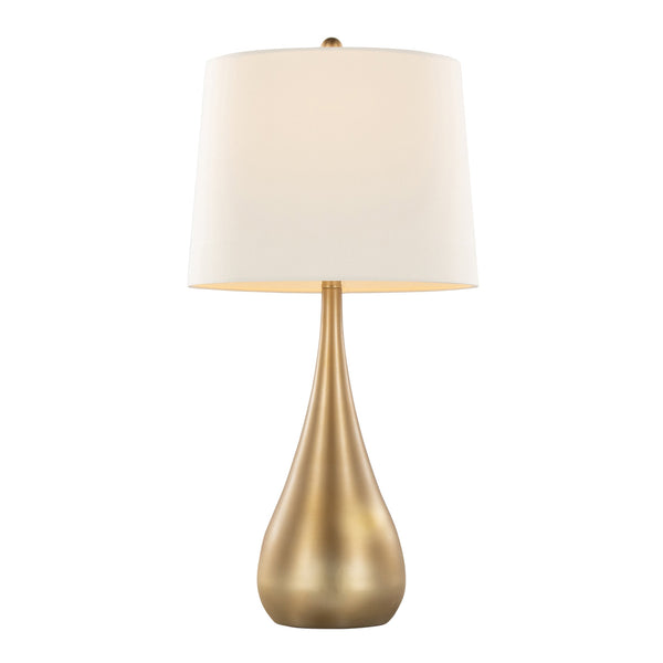 English Elm Pebble 29" Contemporary Metal Table Lamp with Teardrop Base and White Linen Shade, Set of 2 Gold B202P224114