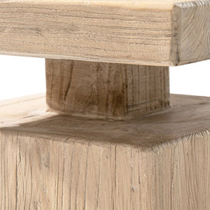 English Elm Calder Reclaimed Elm Block Plinth Side Table Sculptural Solid Wood Accent B2719P474461