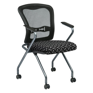 OSP Home Furnishings Deluxe Pro-line Ii Folding Nesting Armchair with Mesh Back and Lumbar Support Domino 84440-K107