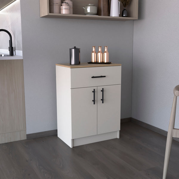 English Elm Pantry Cabinet 33.5"H Compact Storage with Drawer & 2 Shelves, Double Doors, Durable Engineered Wood B097P221382