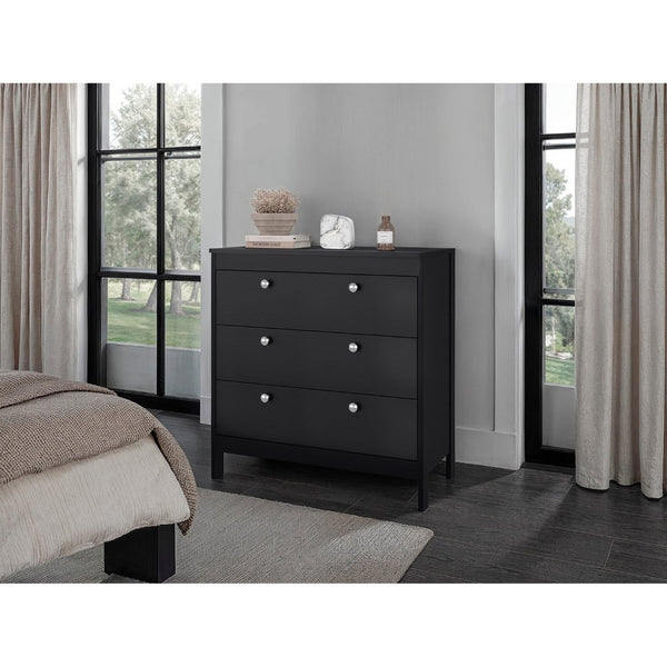 English Elm Wenge Finish 3-drawer Chest for Bedroom Storage with Modern Minimalist Appeal B062P486505