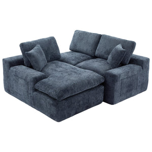 English Elm Cloud Modular Sectional Sofa with Double-Layer Cushioning, Deep 21.5" Seat, Chenille Upholstery & Side Pockets Blue N719S001980C
