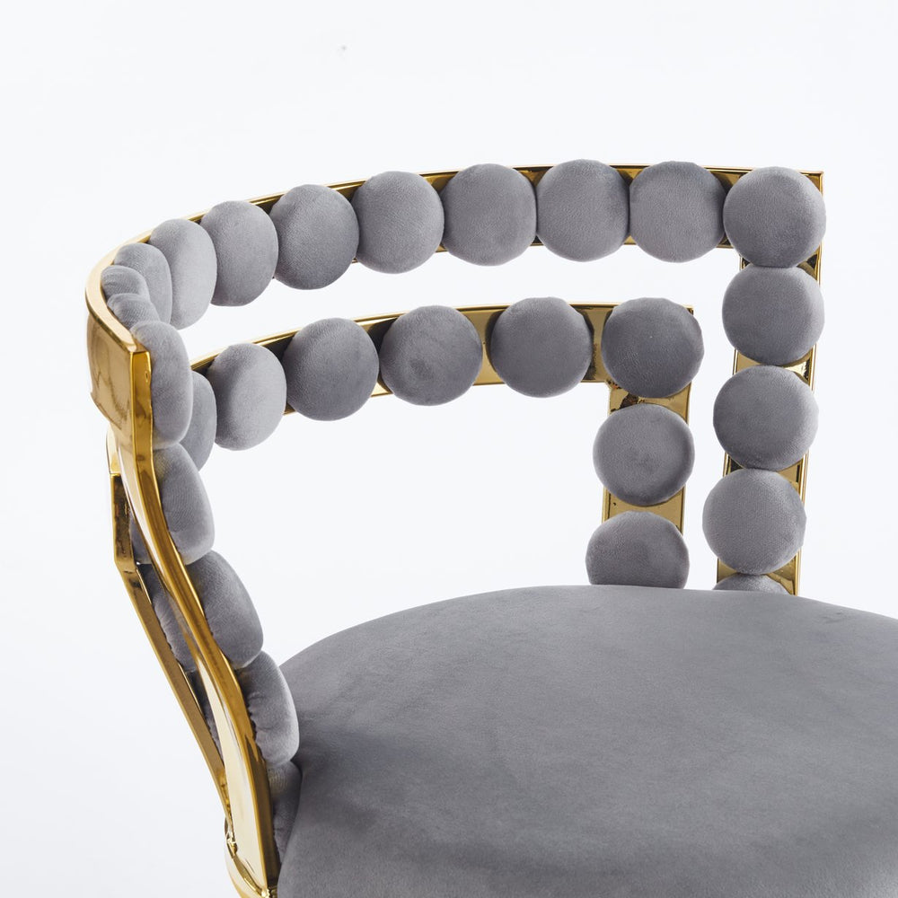 English Elm Modern Upholstered Bar Chair Set of 2 with Powder-Coated Metal Legs, Plush Cushioning & Supportive Backrest For Dining, Cafe, Living Room Golden,Grey W234P346078