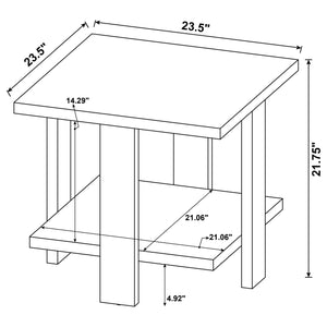 English Elm Mango Rustic Square End Table with Rough-Sawn Finish, Wide Board Legs, Two-Tier Display Surfaces for Casual Living Spaces B062P375427