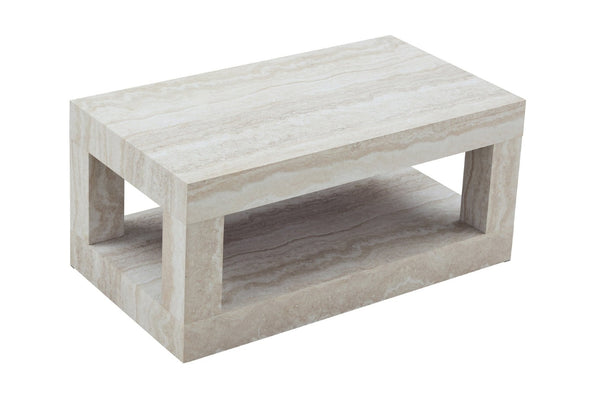 English Elm Modern Two Tier Rectangular Coffee Table with Open Shelf Mdf Build for Living Rooms W3875P389660