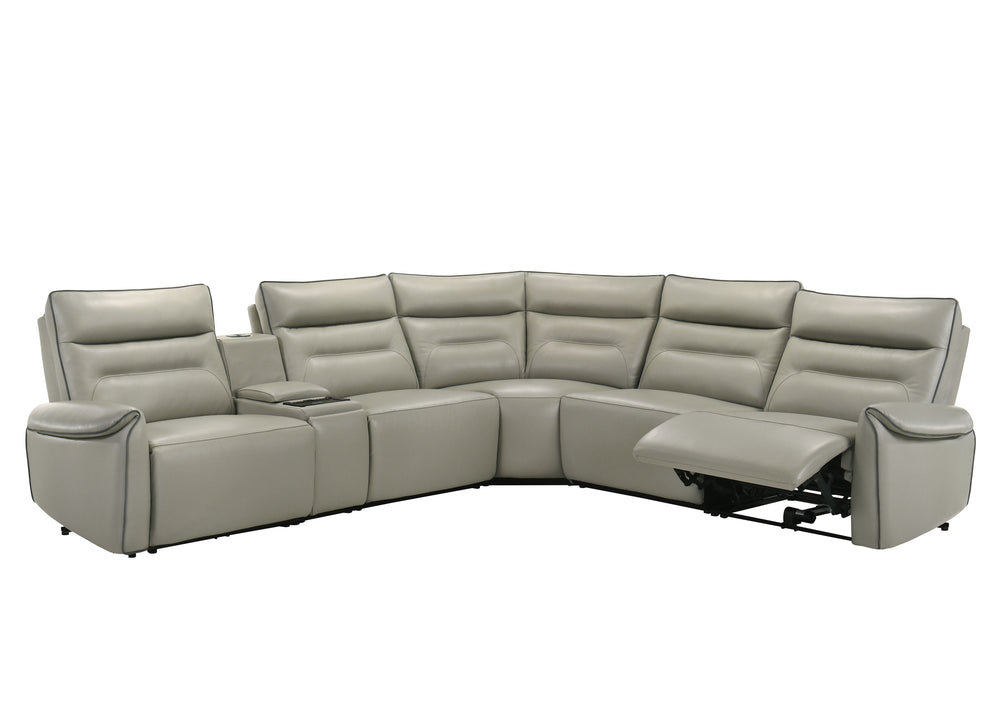 English Elm Jayke Top Grain Leather Match Power Motion Sectional Sofa with 4D Speakers, Lights, Cooler & Chargers B2726S00536