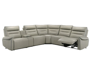 English Elm Jayke Top Grain Leather Match Power Motion Sectional Sofa with 4D Speakers, Lights, Cooler & Chargers B2726S00536