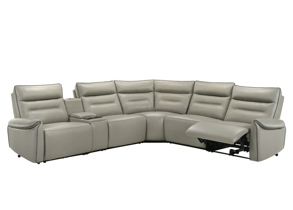 English Elm Jayke Top Grain Leather Match Power Motion Sectional Sofa with 4D Speakers, Lights, Cooler & Chargers B2726S00536