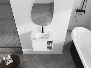 English Elm 24'' Floating Wall Mounted Bathroom Vanity with Ceramic Sink and Soft Close Cabinet Glossy White W999P426636