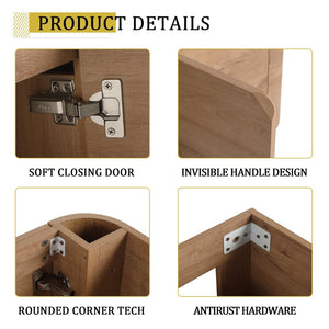 English Elm 60" Freestanding Double Sink Bathroom Vanity with Soft-close Doors and Three Drawers W999S00508